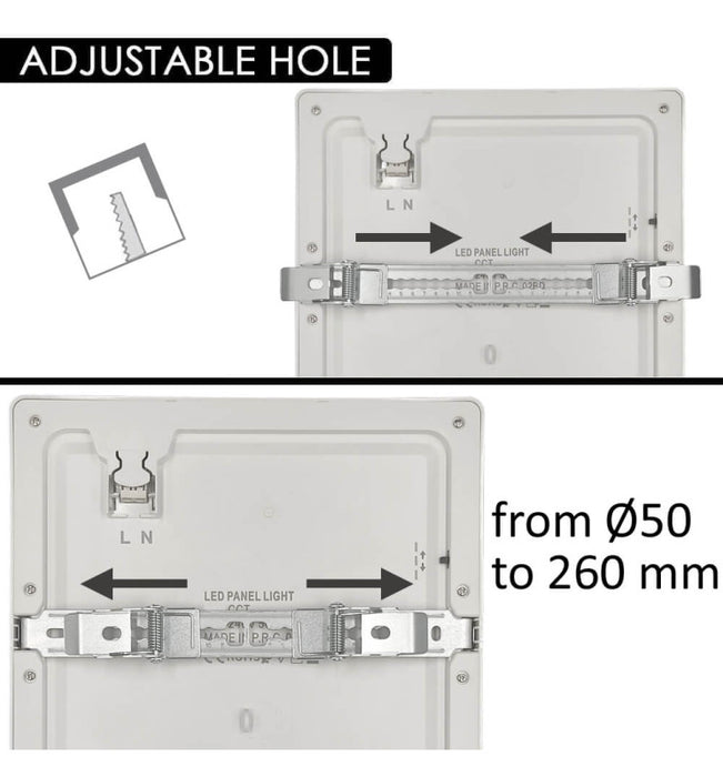 24W LED Ceiling Downlight Square White MOSS - Adjustable Cut Out - CCT