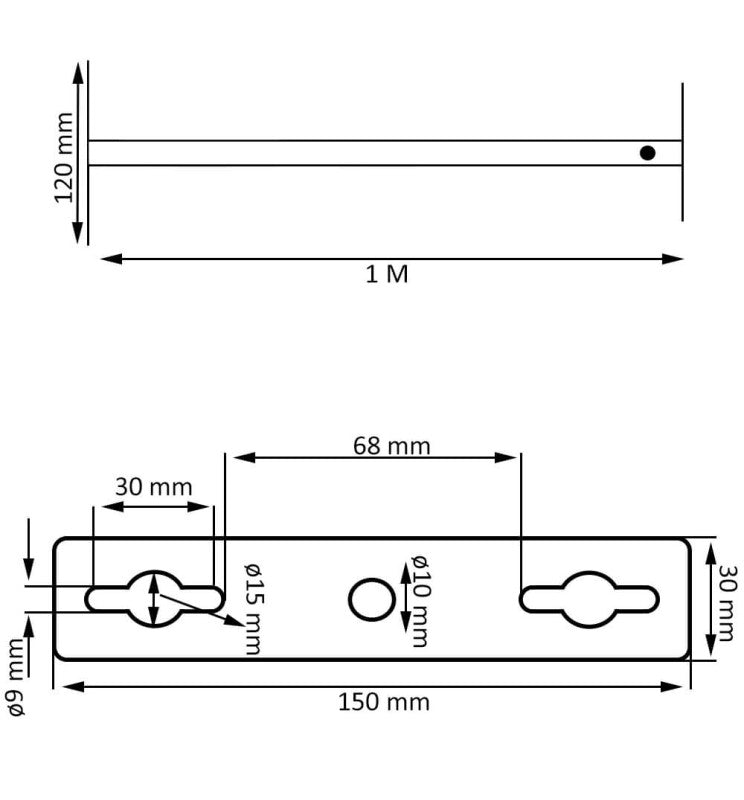 Extension Arm in Black 50cm to 100cm - Lighting Accessories - Accessories