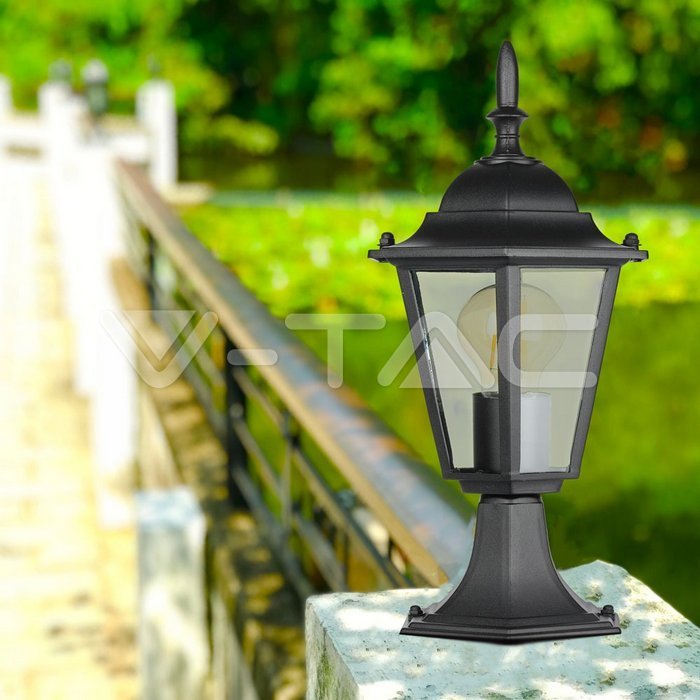 Outdoor Garden Pedestal Light E27 30cm in Black - LED light