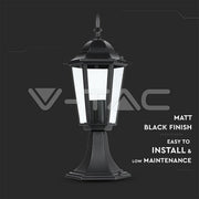 Outdoor Garden Pedestal Light E27 30cm in Black - LED light