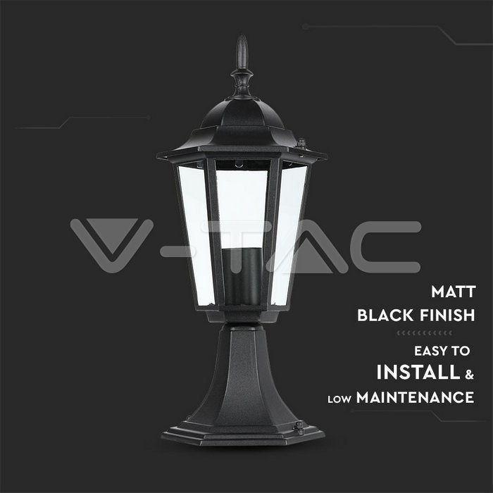 Outdoor Garden Pedestal Light E27 30cm in Black - LED light