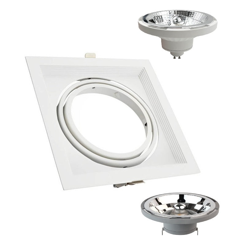 Housing for AR111 LED Bulb Adjustable Single Recessed White - LED Accessories