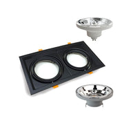 Housing for AR111 LED Bulbs Adjustable Double Recessed Black - LED Accessories