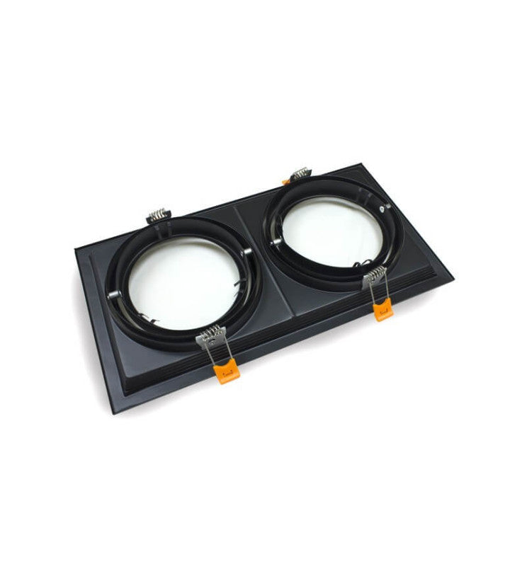 Housing for AR111 LED Bulbs Adjustable Double Recessed Black - LED Accessories