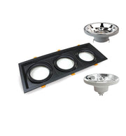 Housing for AR111 LED Bulbs Adjustable Triple Recessed Black - LED Accessories