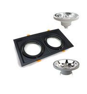 Housing for AR111 LED Bulbs Adjustable Double Recessed Black - LED Accessories