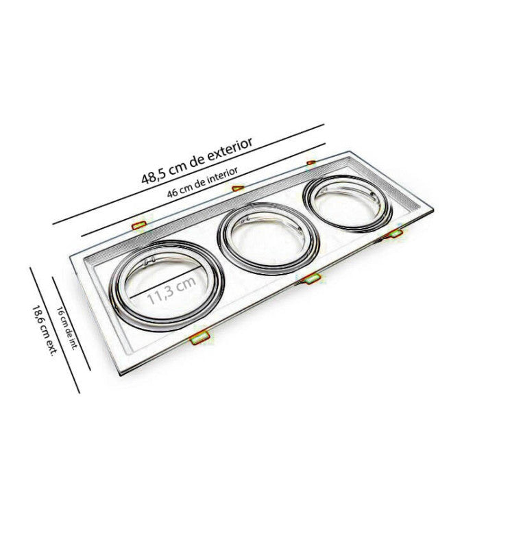 Housing for AR111 LED Bulbs Adjustable Double Recessed White - LED Accessories