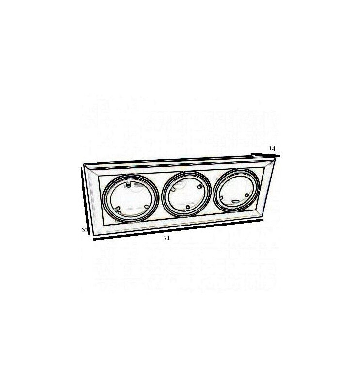 Housing for AR111 LED Bulbs Adjustable Triple Recessed Black - LED Accessories