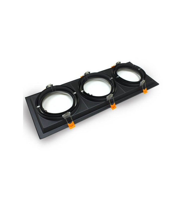 Housing for AR111 LED Bulbs Adjustable Triple Recessed Black - LED Accessories