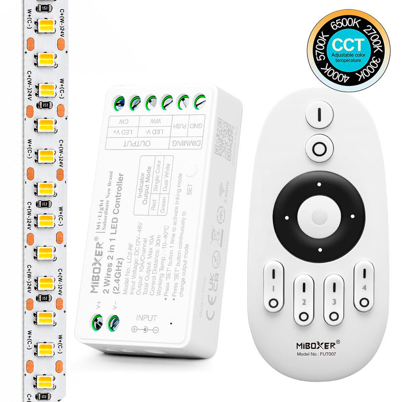 24V 20W/m 5M LED Strip Kit With Controller & Remote Control 5CCT