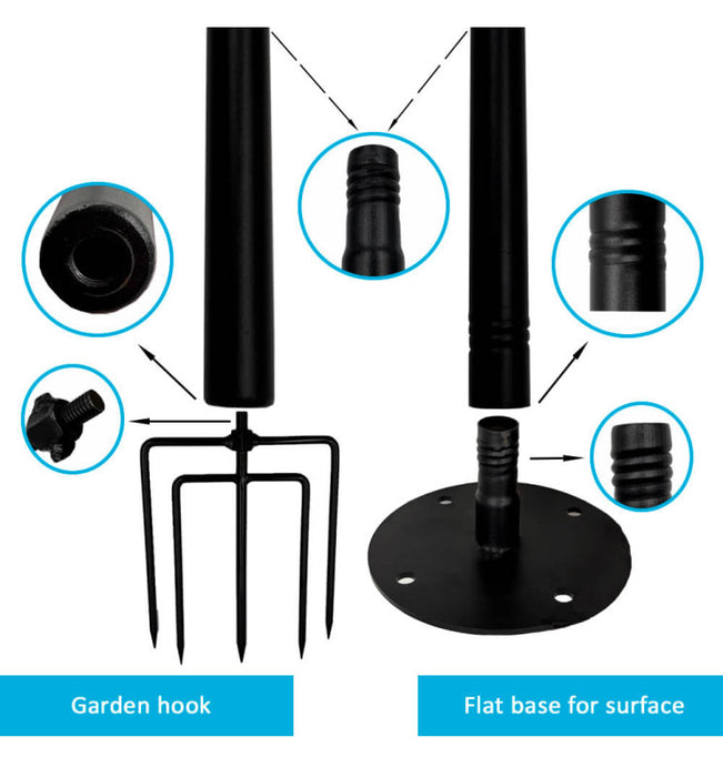 Set Of 2 Metal Supports For Outdoor Lighting 2.4 Meters