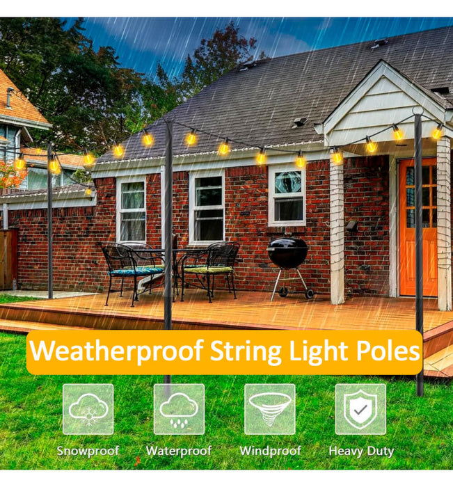Set Of 2 Metal Supports For Outdoor Lighting 2.4 Meters