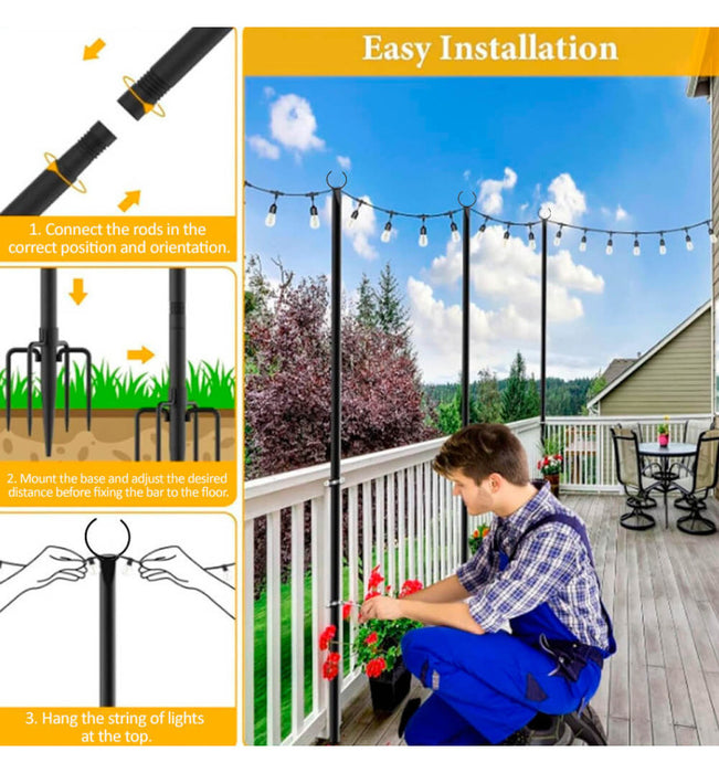 Set Of 2 Metal Supports For Outdoor Lighting 2.4 Meters