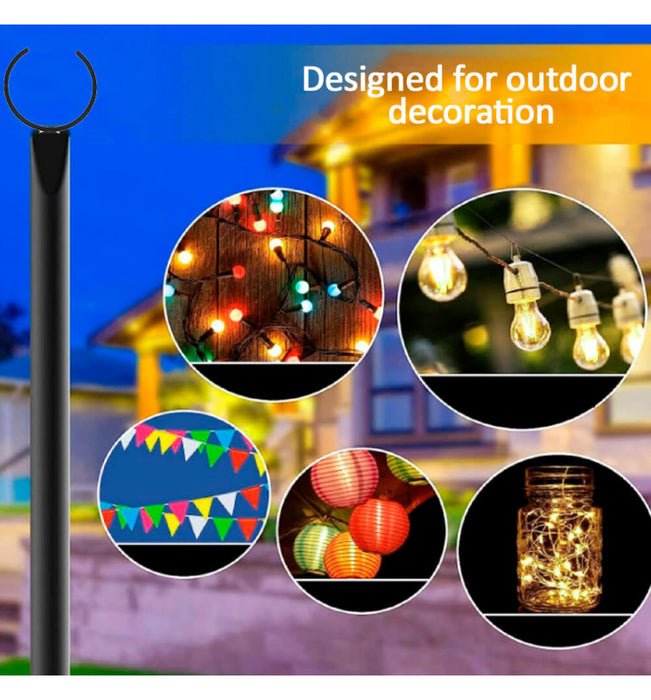 Set Of 2 Metal Supports For Outdoor Lighting 2.4 Meters