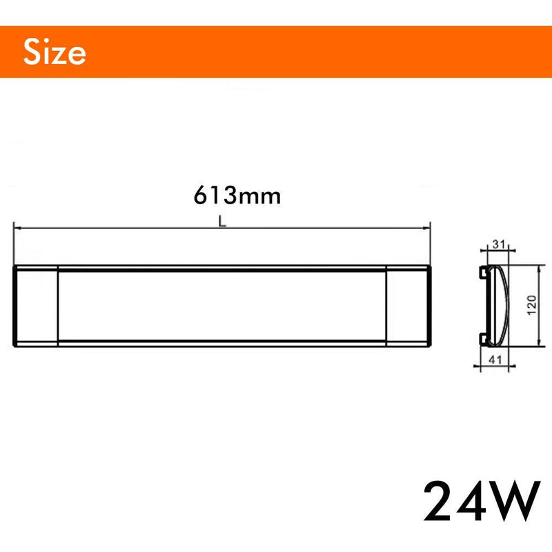 24W Integrated LED Batten Light 60cm with OSRAM Chip 3 CCT - LED Batten