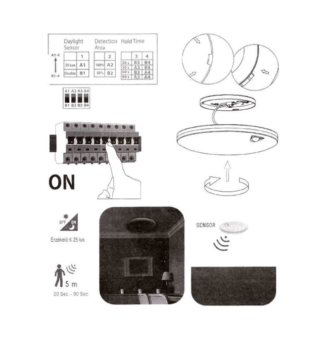 20W Outdoor LED Ceiling Light with Motion Sensor 4000K IP54