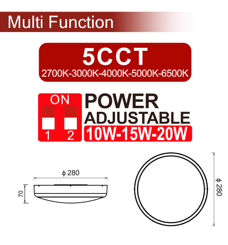 10W 15W 20W LED Ceiling Light with Radar Motion Sensor 5 CCT - LED ceiling lighting