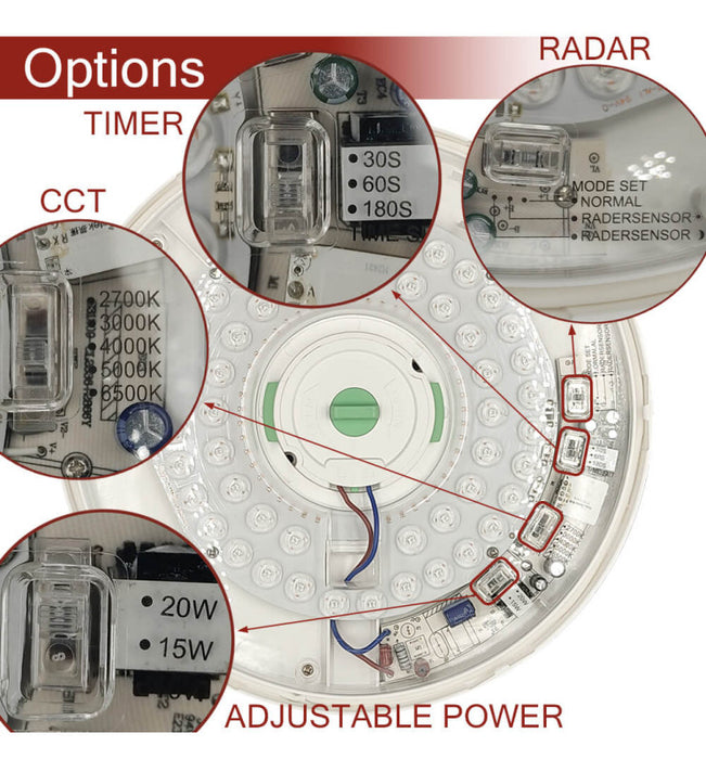 10W 15W 20W LED Ceiling Light with Radar Motion Sensor 5 CCT