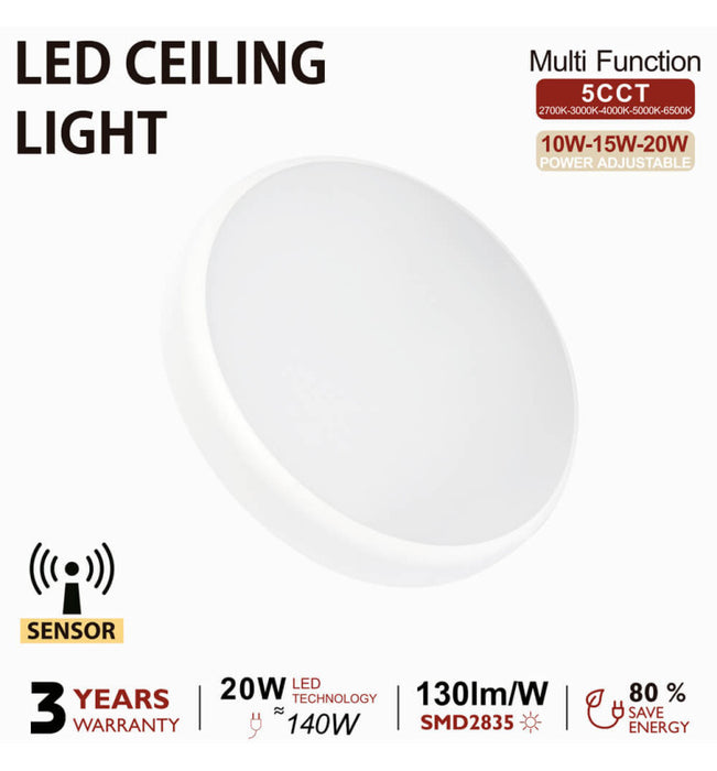 10W 15W 20W LED Ceiling Light with Radar Motion Sensor 5 CCT