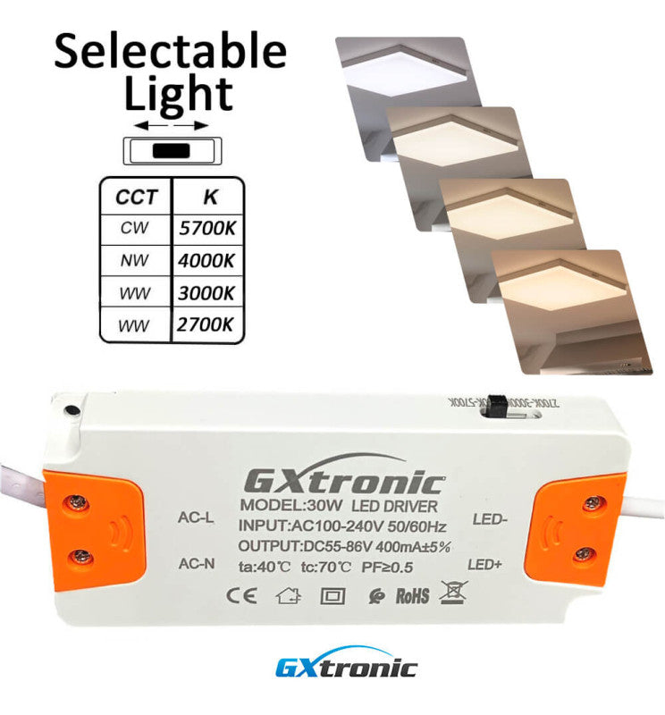 30W LED Ceiling Surface Light Square UGR19 140Lm/W CRI92 4CCT