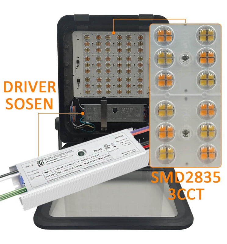 100W LED Floodlight MAXLITE 3CCT with SOSEN Driver IP65 160Lm/W 5 Years Warranty