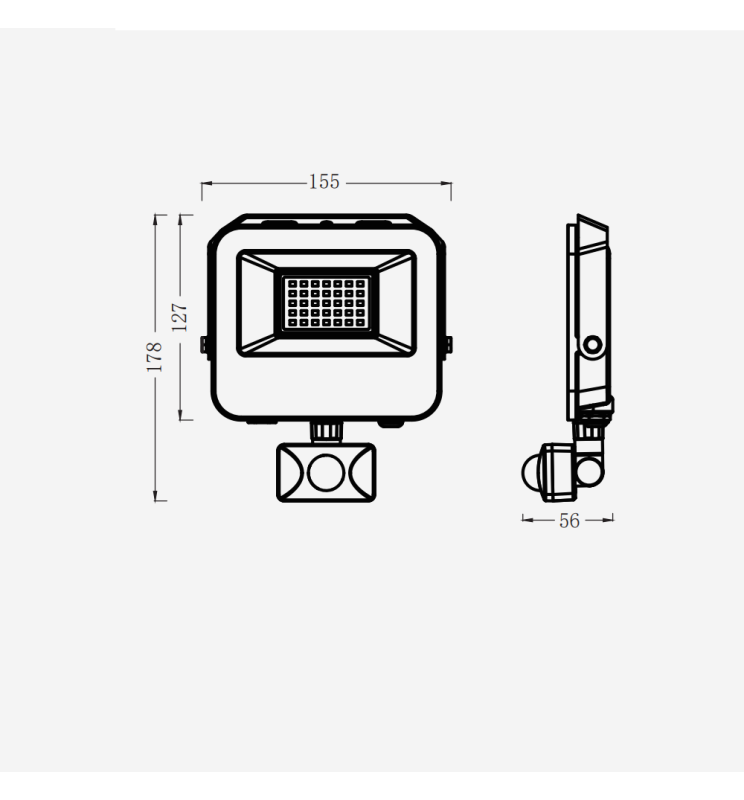 30W LED Floodlight AURORA 140Lm/W with PIR Motion Sensor