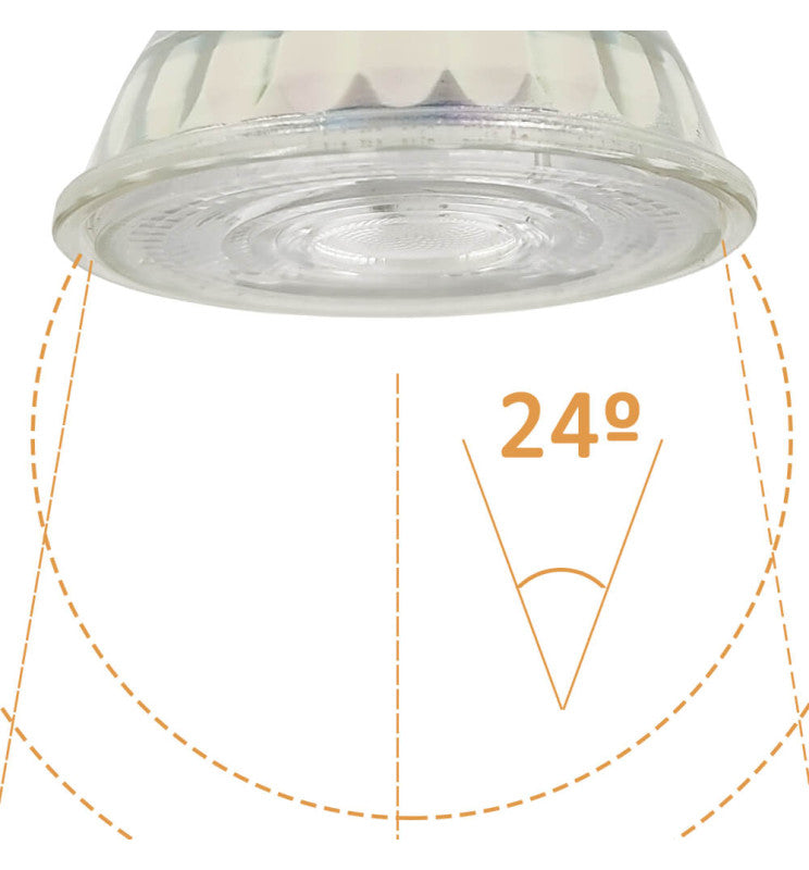 8W HIGH LUMINOSITY LED GU10 Bulb - Glass - 24º 4000K