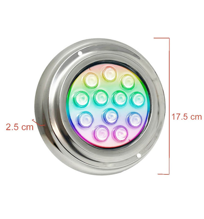 36W Underwater LED Light 12V DC IP68 Stainless Steel RGB