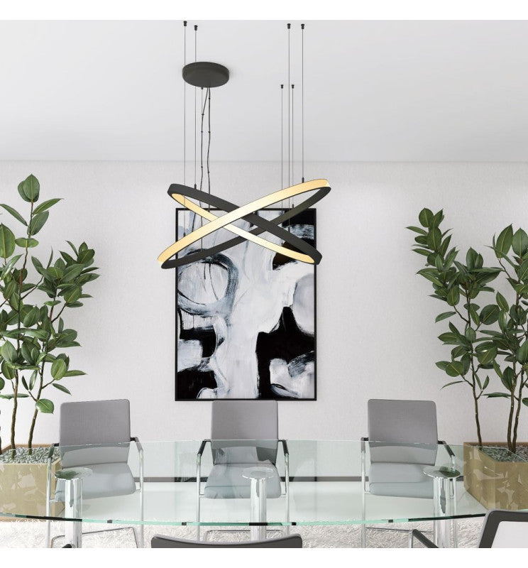 54W Circular SPACE VENUS LED Pendant Light in Black 90cm - LED Pendant