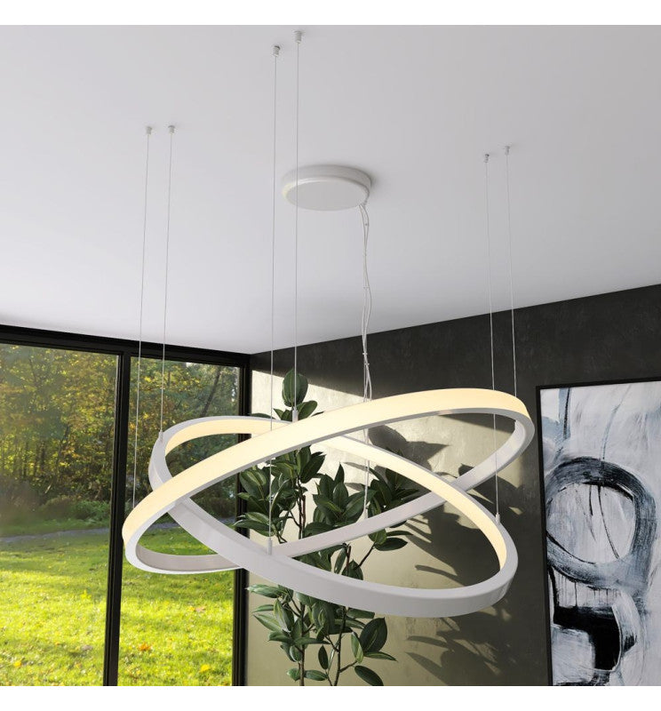 77W Circular SPACE VENUS LED Pendant Light in White 120cm - LED Pendant