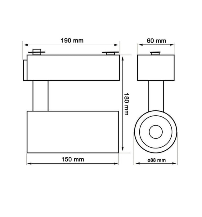 30W Single Phase PARMA LED Spotlight Black 3 CCT