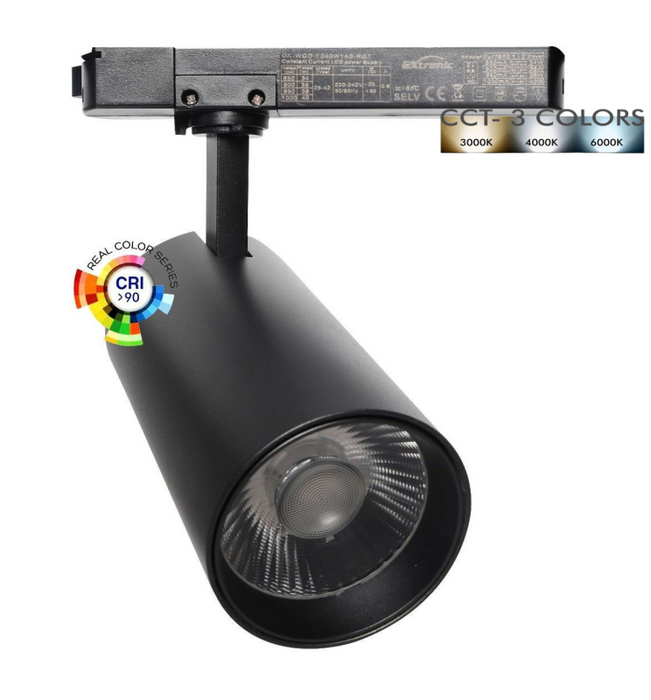 40W-34W Single-Phase LED Spotlight NEW MAYA Black CCT - CRI+92 - UGR13