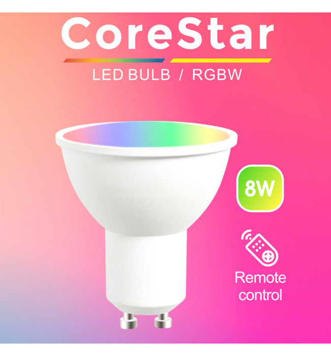 8W LED GU10 Bulb RGB+3000K 110º with Remote Control