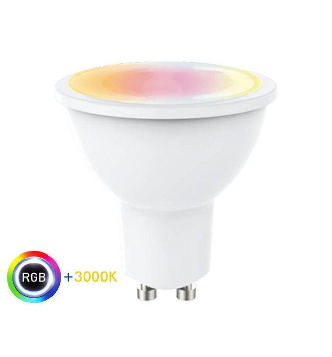 8W LED GU10 Bulb RGB+3000K 110º with Remote Control