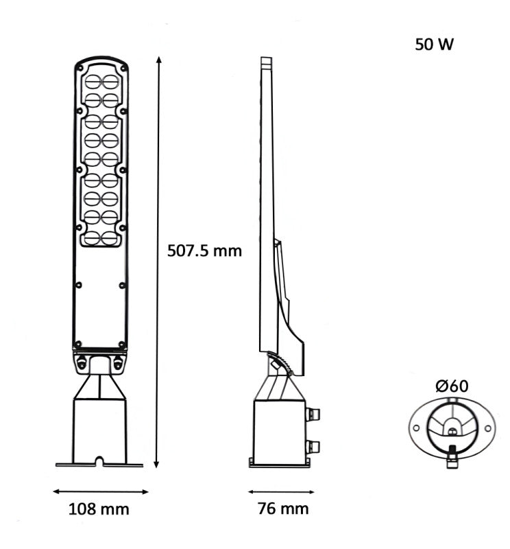 50W AREA FLEX LED Streetlight with OSRAM Chip 4000K