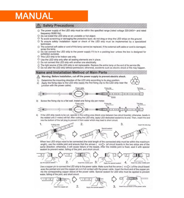 8W Dimmable LED Strip with Rectifier Cable 50m 5700K