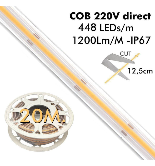 LED Strip COB 220V 20m oil 448 LEDm 1200LmM 14Wm IP67