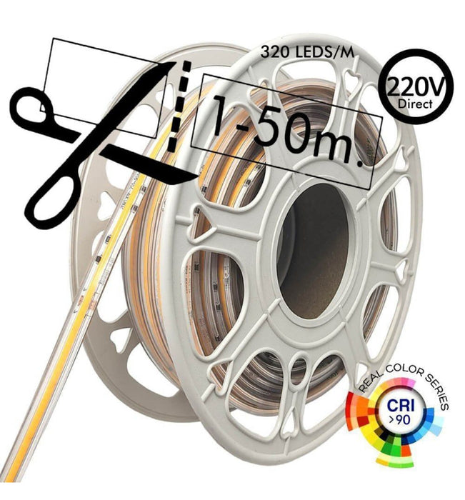 LED COB Strip 220V 50m Roll 320 LEDm 800Lm 10Wm IP65