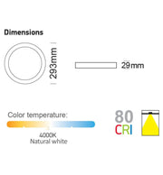 20W Surface Mounted Round LED Ceiling Light 4000K - LED ceiling lighting