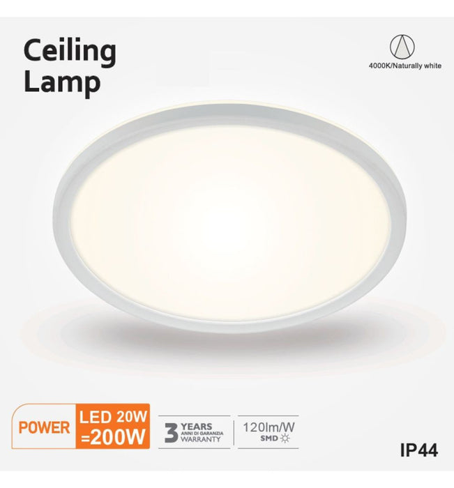 20W LED Surface mounted ceiling light 4000K with Lumileds chips IP44