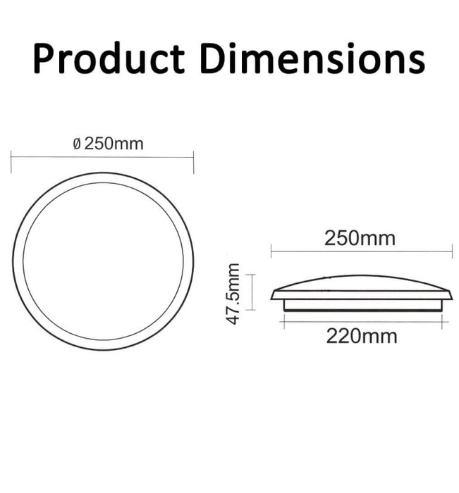 20W-12W Selectable Wattage LED Bulkhead IP65 - CCT