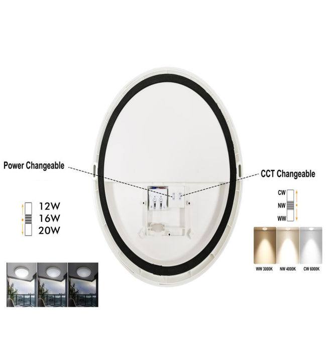 20W-12W Selectable Wattage LED Bulkhead IP65 - CCT