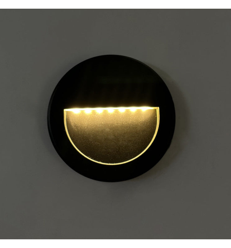 3W Recessed LED Wall Light Black IP65 - LED Wall light