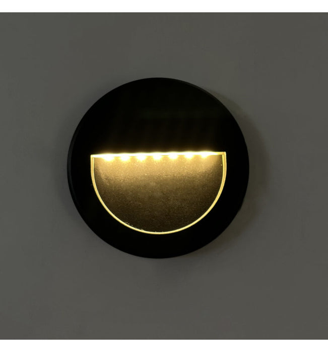 3W Circular LED Step-Wall Light BLACK IP65