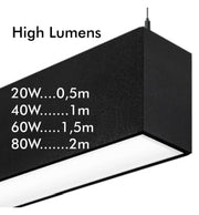MUNICH LED Pendant Light Black 0.5m 1m 1.5m 2m - LED lineal light