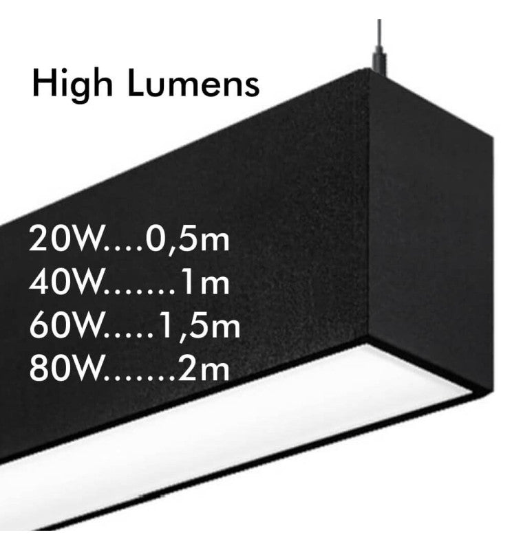 MUNICH LED Pendant Light Black 0.5m 1m 1.5m 2m - LED lineal light
