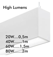 MUNICH LED Pendant Light White 0.5m 1m 1.5m 2m - LED lineal light