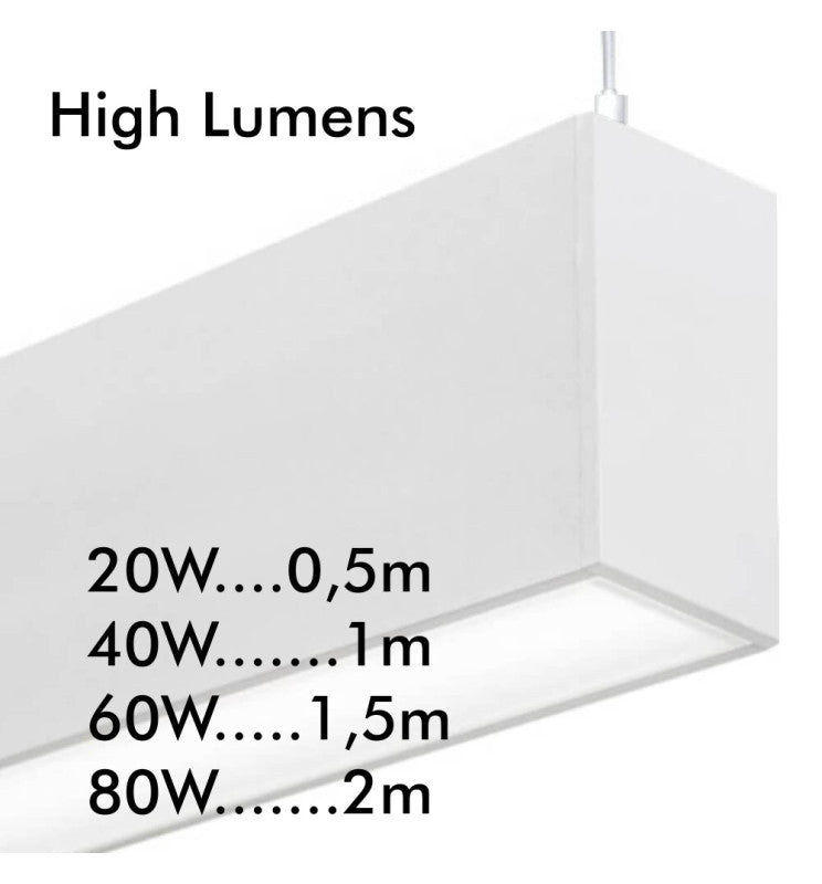 MUNICH LED Pendant Light White 0.5m 1m 1.5m 2m - LED lineal light