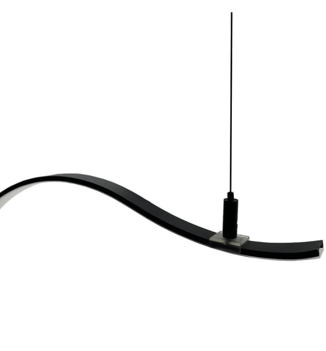 22W Linear Pendant Light MILANO Slim BLACK Curved - 4000K - 1.5m