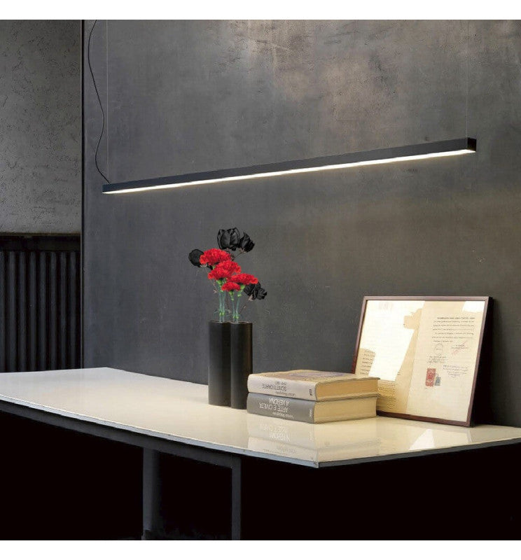 28W MUNICH Pendant LED Batten Light 1.44m in Black 4000K - STANDARD 10-20 working days - LED Batten